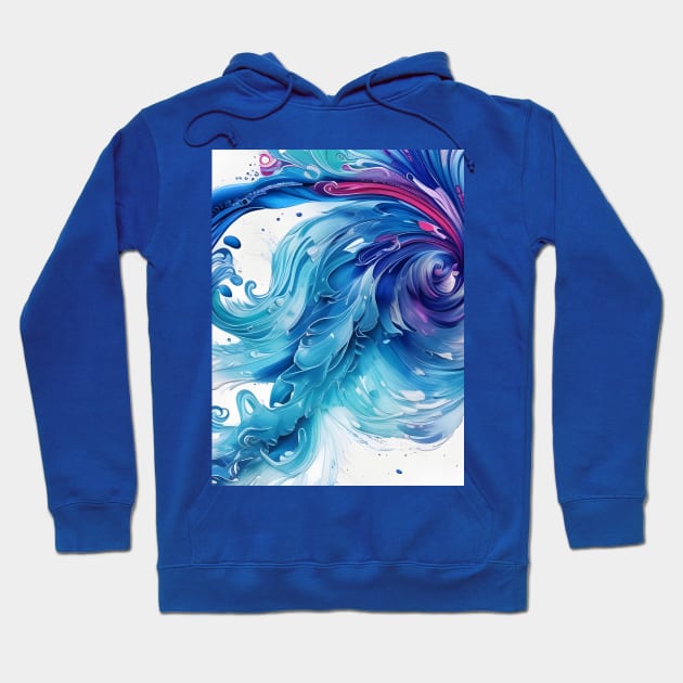 Beautiful Abstract Blue Tsunami Hoodie by Chance Two Designs